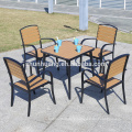 Leisure outdoor plastic wood furniture 5 pcs wood dining table set use for garden or poolside